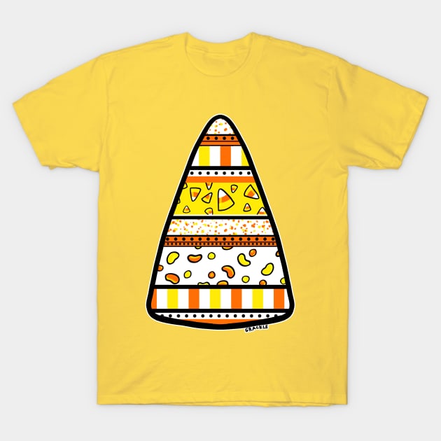 Halloween Candy Busy Stripes T-Shirt by Jan Grackle